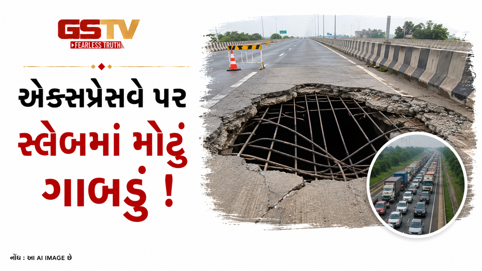 VIDEO: દિલ્હી-મુંબઈ એક્સપ્રેસવે પર ભ્રષ્ટાચારનું ગાબડું: અંકલેશ્વર નજીક 8 ફૂટ રસ્તો બેસી જતાં ટ્રાફિક જામ