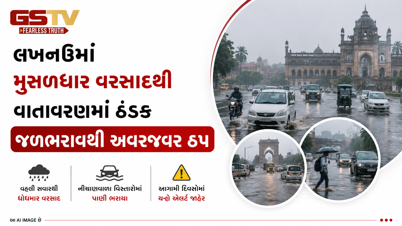 VIDEO: ઉત્તર પ્રદેશની રાજધાની લખનઉ અને તેની આસપાસના વિસ્તારોમાં મુસળધાર વરસાદ શરૂ થયો છે.
