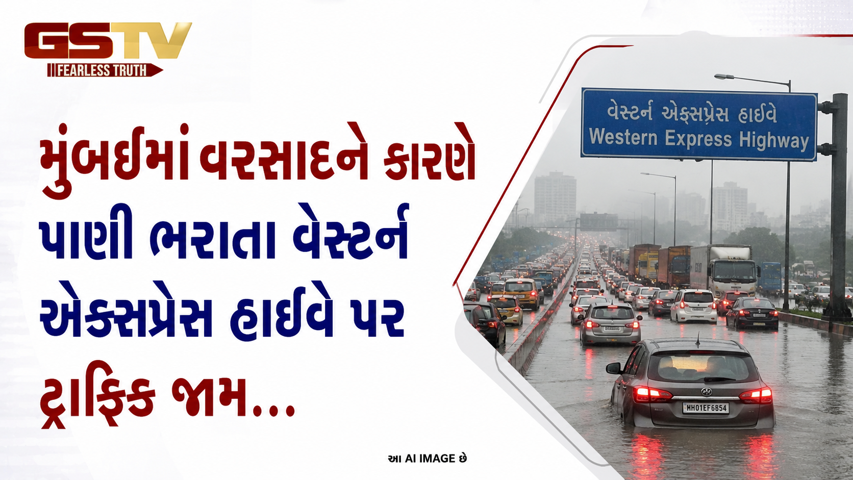 VIDEO: મુંબઈમાં વરસાદને કારણે પાણી ભરાતા વેસ્ટર્ન એક્સપ્રેસ હાઈવે પર ટ્રાફિક જામ