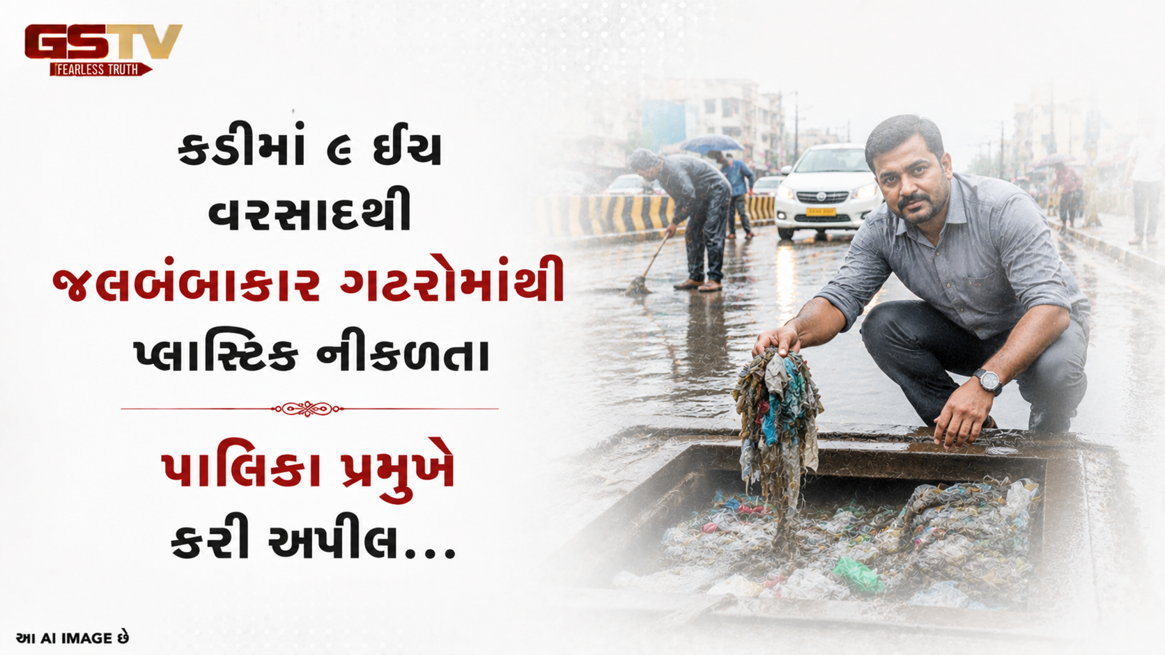 VIDEO: કડીમાં ૮ ઇંચ વરસાદથી જલબંબાકાર ગટરોમાંથી પ્લાસ્ટિક નીકળતા પાલિકા પ્રમુખે કરી અપીલ