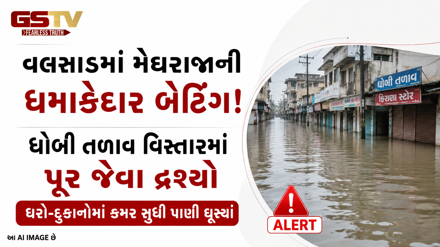 VIDEO: વલસાડ જિલ્લા માં મેઘરાજાની બેટિંગ  ધમાકેદાર શુરૂ  : ધોબી તળાવ વિસ્તારના ઘરો-દુકાનોમાં પાણી ઘૂસ્યા, પ્રિ-મોન્સૂનની ખુલી પોલ!