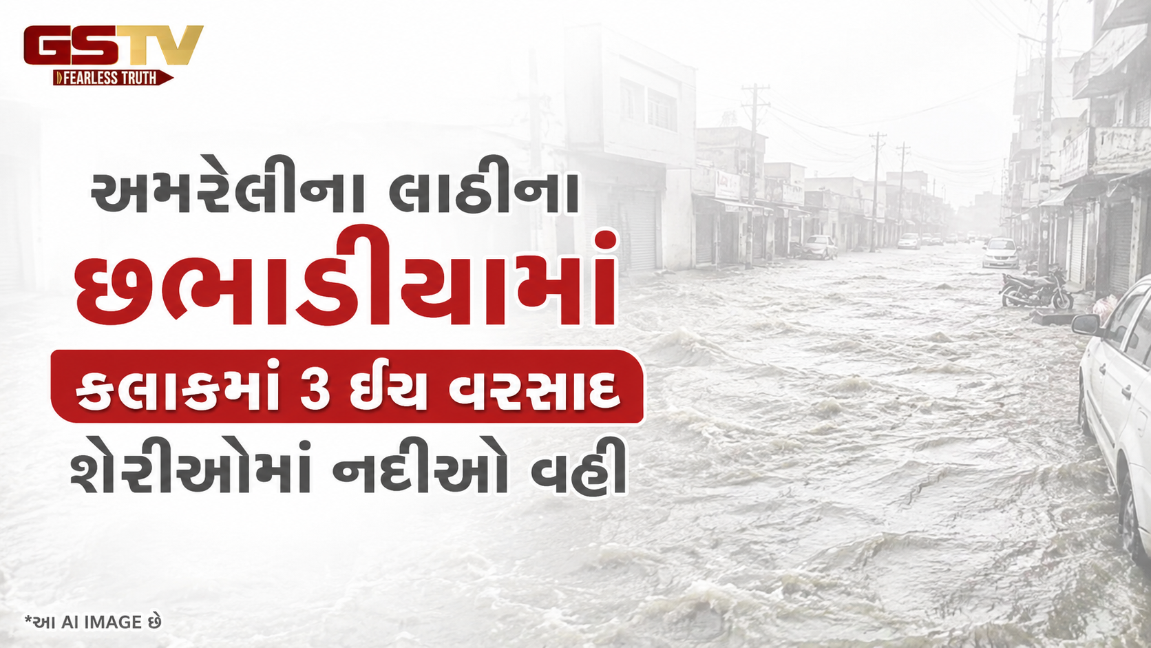 VIDEO: અમરેલીના લાઠીના છભાડીયામાં ૧ કલાકમાં ૩ ઇંચ વરસાદ શેરીઓમાં નદીઓ વહી