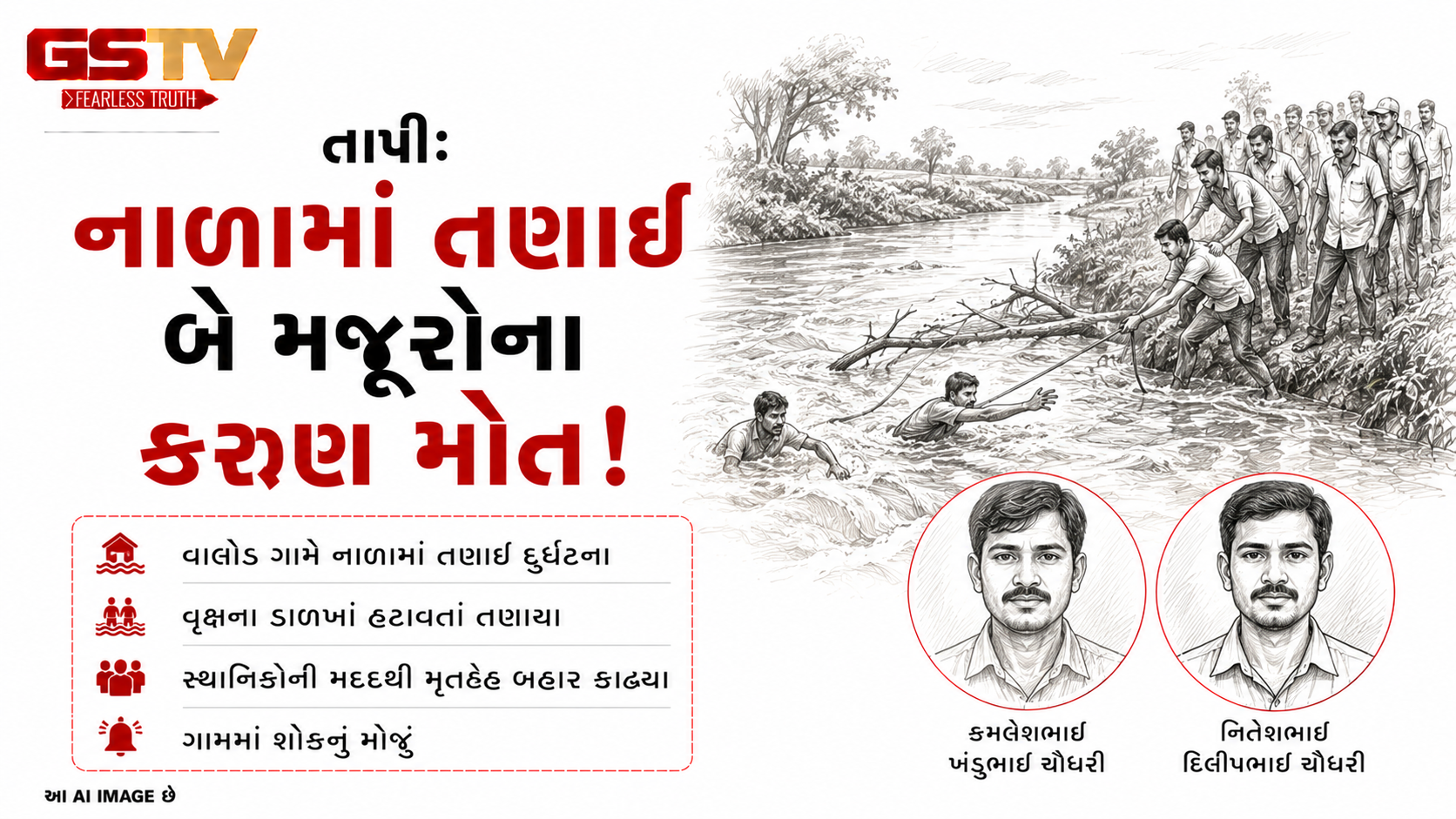 VIDEO: તાપીના વાલોડમાં બે મજૂરોના તણાઈ જવાથી મોત
