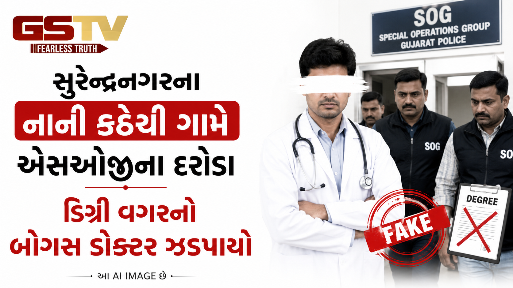 VIDEO: સુરેન્દ્રનગરના નાની કઠેચી ગામે એસઓજીના દરોડા ડિગ્રી વગરનો બોગસ ડોક્ટર ઝડપાયો
