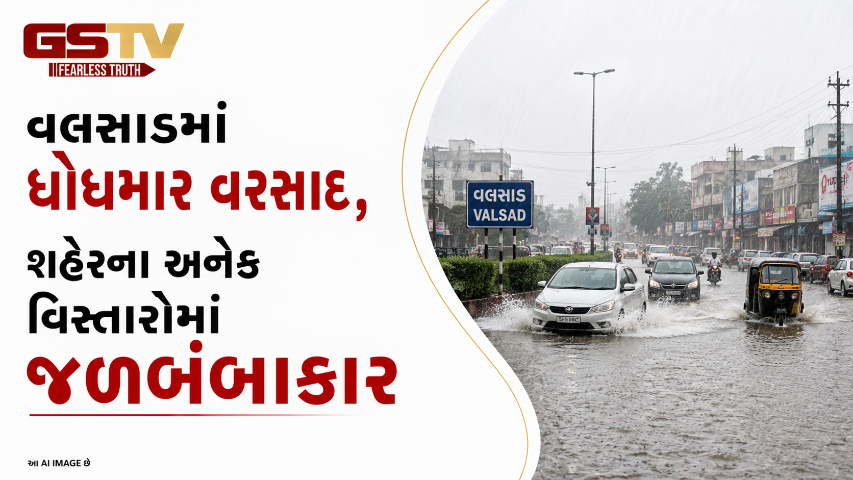 VIDEO: વલસાડમાં ધોધમાર વરસાદ, શહેરના અનેક વિસ્તારોમાં જળબંબાકાર