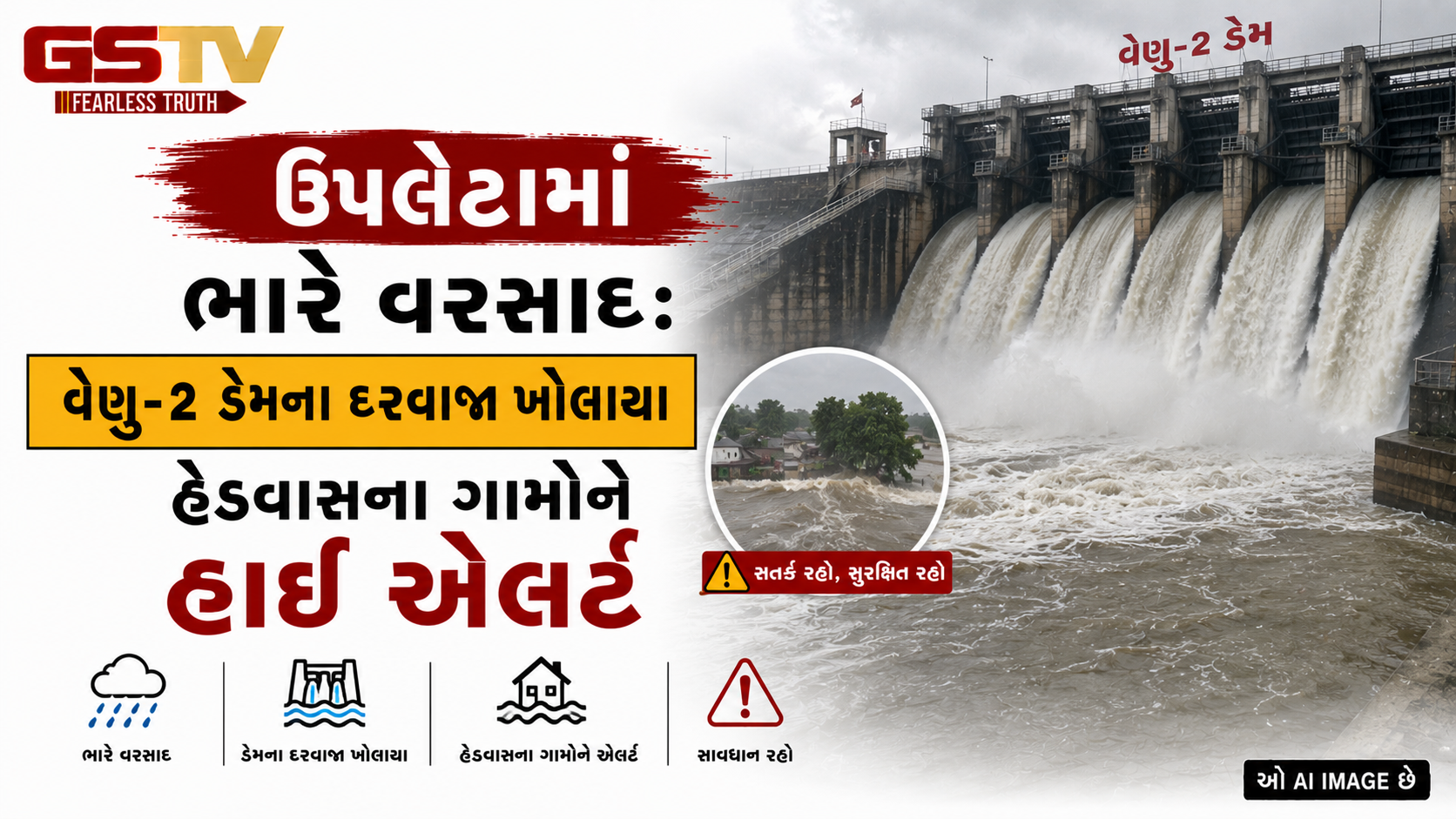 VIDEO: ઉપલેટામાં ભારે વરસાદ: વેણુ-૨ ડેમના દરવાજા ખોલાયા, હેઠવાસના ગામોને હાઈ એલર્ટ