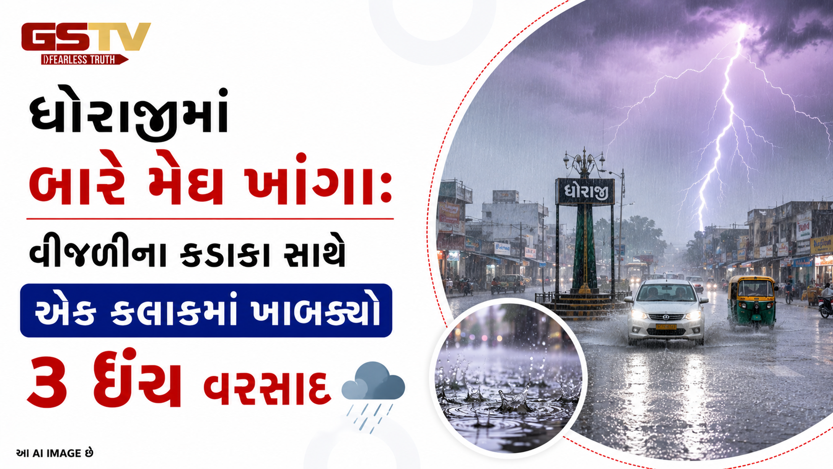 VIDEO: ધોરાજીમાં બારે મેઘ ખાંગા: વીજળીના કડાકા સાથે એક કલાકમાં ખાબક્યો ૩ ઇંચ વરસાદ