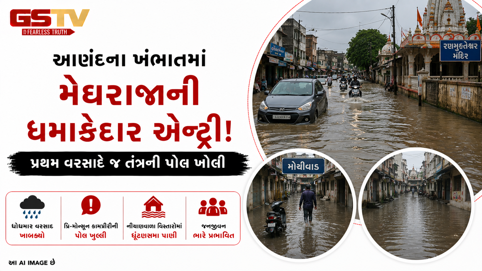 VIDEO: આણંદ જિલ્લાના ખંભાત શહેરમાં મેઘરાજાની ધમાકેદાર એન્ટ્રી ખંભાત શહેરમાં ધોધમાર વરસાદ પડ્યો