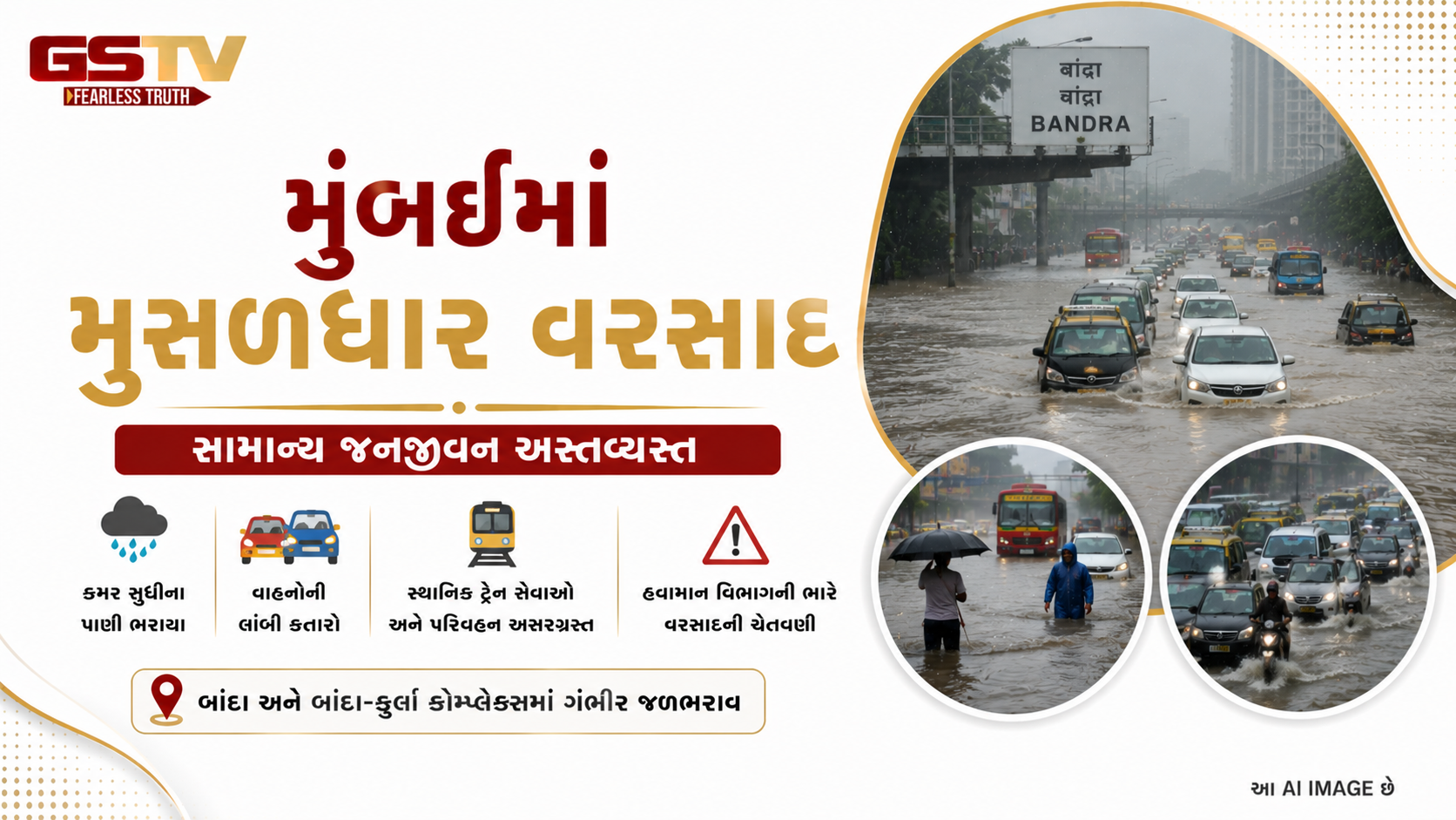 VIDEO: મુંબઈમાં ભારે વરસાદથી નીચાણવાળા વિસ્તારોમાં પાણી ભરાયા