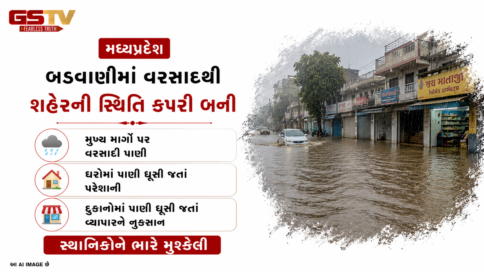 VIDEO: મધ્યપ્રદેશના બડવાણીમાં વરસાદથી શહેરની સ્થિતિ કપરી બની