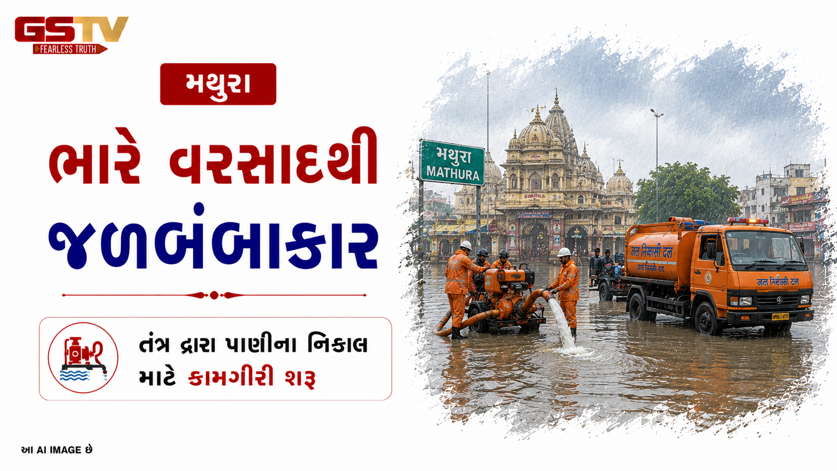 VIDEO: મથુરામાં ભારે વરસાદથી જળબંબાકાર