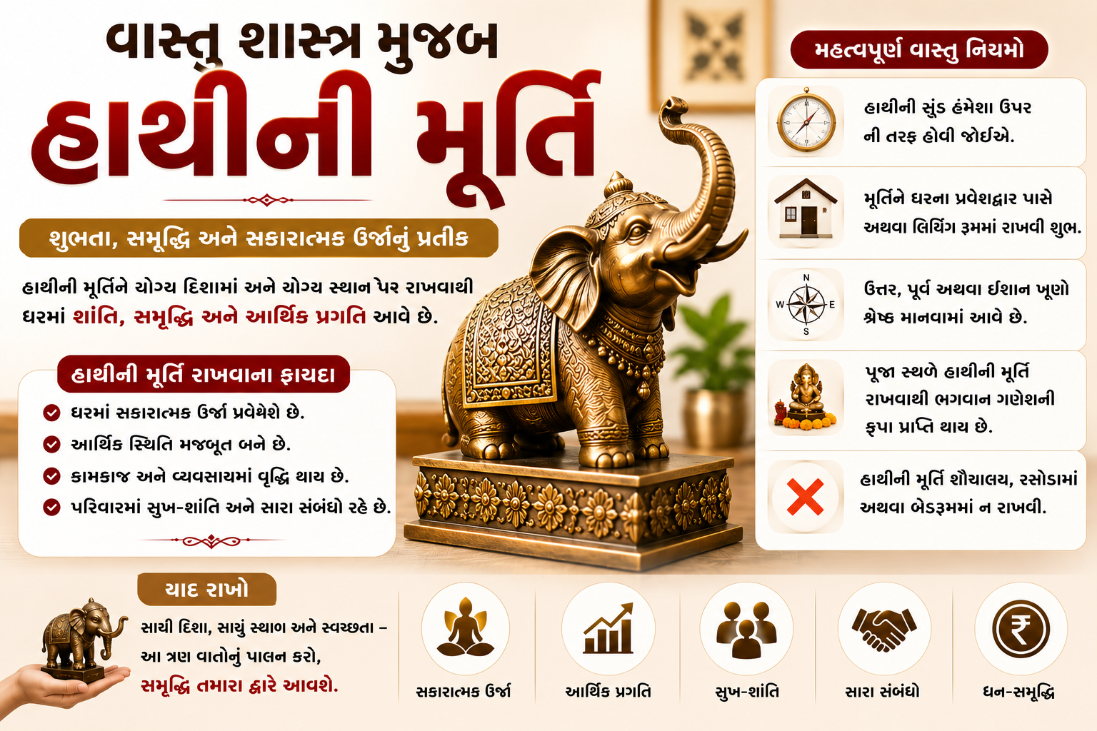 Religion : સત્તાવાર સુખ અને આર્થિક પ્રગતિ માટે ઘરમાં લાવો હાથીની મૂર્તિ, પણ ભૂલથીય આ જગ્યાએ ન મૂકતા!