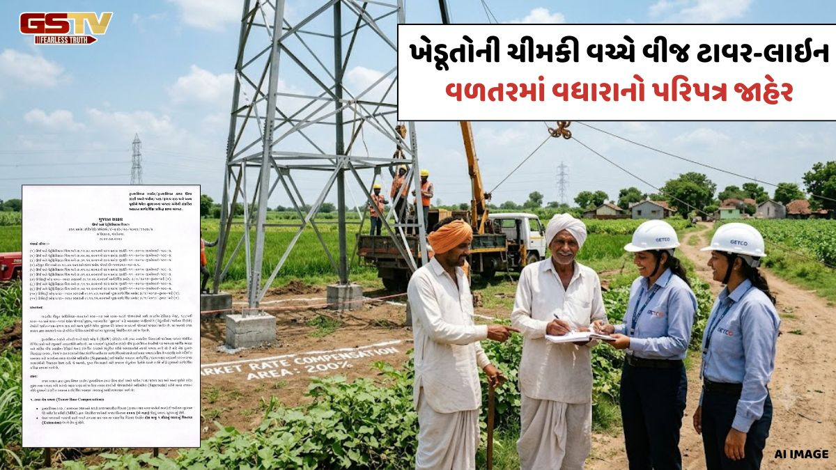 ખેતરોમાં વીજ લાઇન અને ટાવર નાંખવા સામે હવે જંત્રીના બદલે બજાર ભાવે મળશે વળતર; ગુજરાત સરકારનો મોટો નિર્ણય