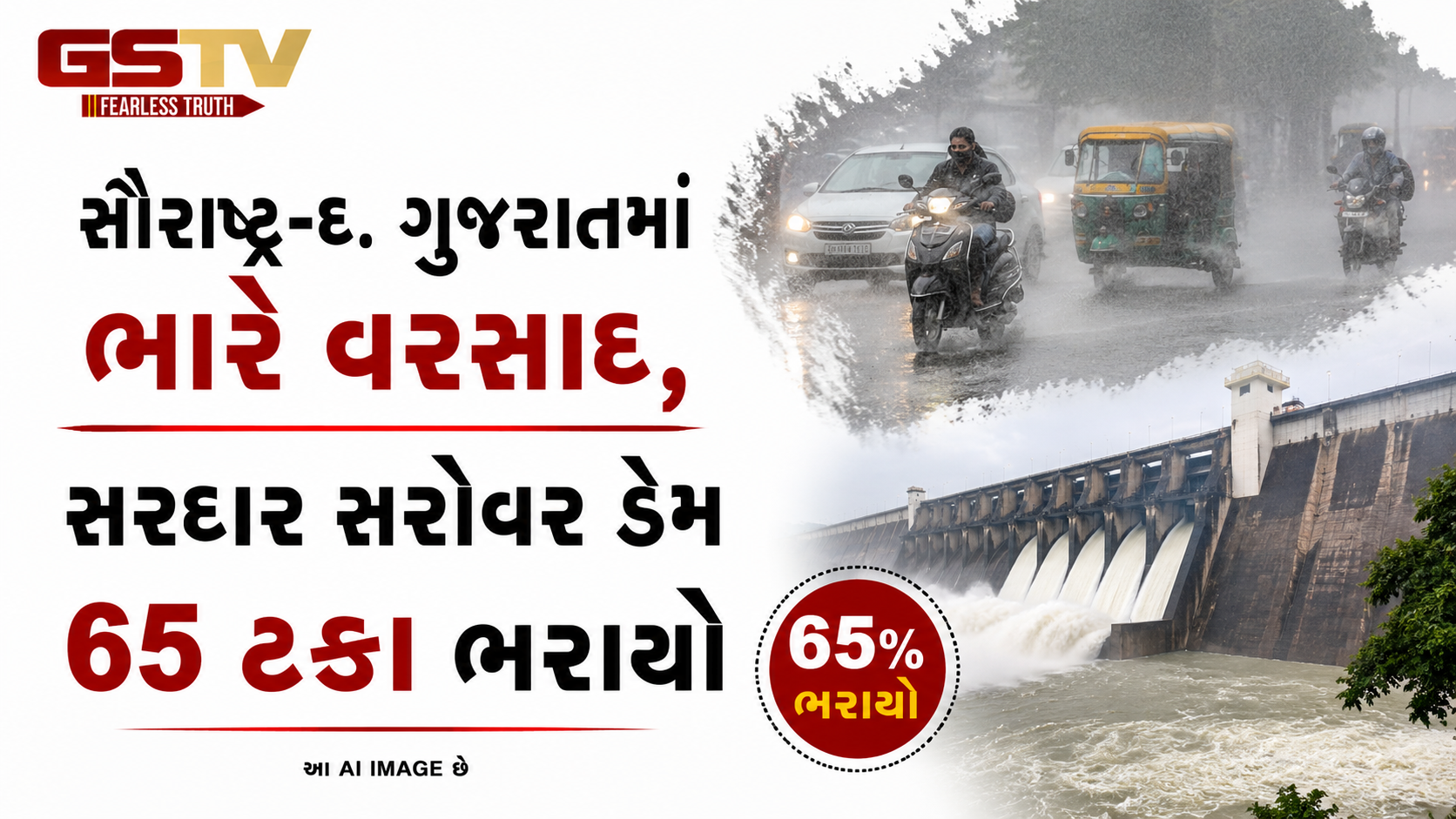 સરદાર સરોવર ડેમ 65 ટકા ભરાયો: સૌરાષ્ટ્ર-દક્ષિણ ગુજરાતમાં ભારે વરસાદી પૂર વચ્ચે તંત્ર એલર્ટ, 35 ટીમો એક્શનમાં