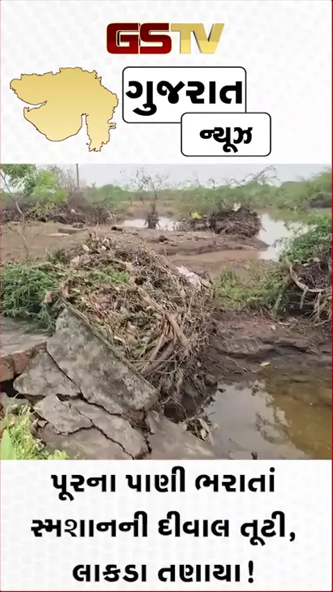 VIDEO: પૂરના પાણી ભરાતાં સ્મશાનની દીવાલ તૂટી, લાકડા તણાયા!
