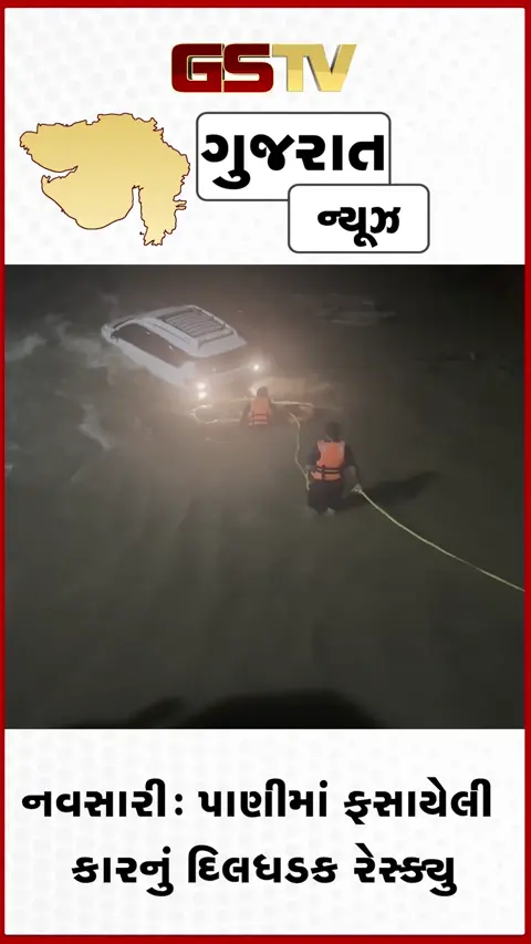 VIDEO: નવસારીમાં ભારે વરસાદ વચ્ચે પાણીમાં ફસાયેલી કારનું દિલધડક રેસ્ક્યુ, વીડિયો વાયરલ