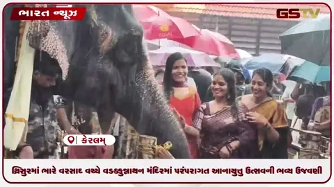 VIDEO: થ્રિસુરમાં ભારે વરસાદ વચ્ચે વડક્કુન્નાથન મંદિરમાં પરંપરાગત આનાયુત્તુ ઉત્સવની ભવ્ય ઉજવણી