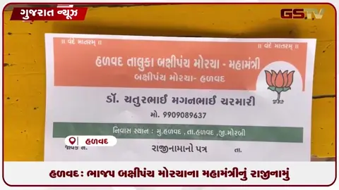 VIDEO: હળવદ તાલુકા ભાજપ બક્ષીપંચ મોરચાના મહામંત્રી ડો. ચતુર ચરમારીનું રાજીનામું