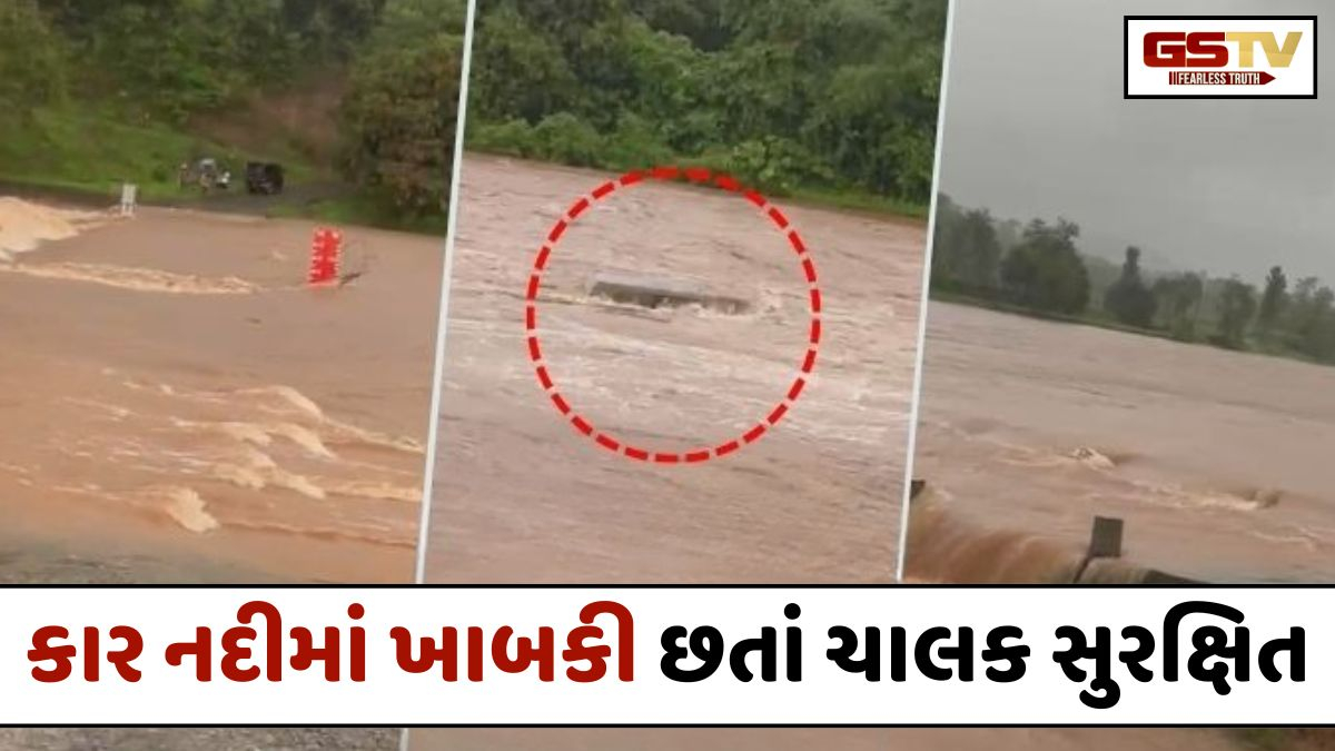 વલસાડમાં મોટી દુર્ઘટના ટળી: માન નદીના પુલ પરથી કાર તણાઈ, ચાલકે તરીને બચાવ્યો જીવ