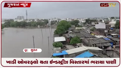 VIDEO: સુરતના સારોલીમાં ખાડી ઓવરફ્લો થતા રસ્તો પાણીમાં ગરકાવ, ઇન્ડસ્ટ્રીઝને મોટું નુકસાન