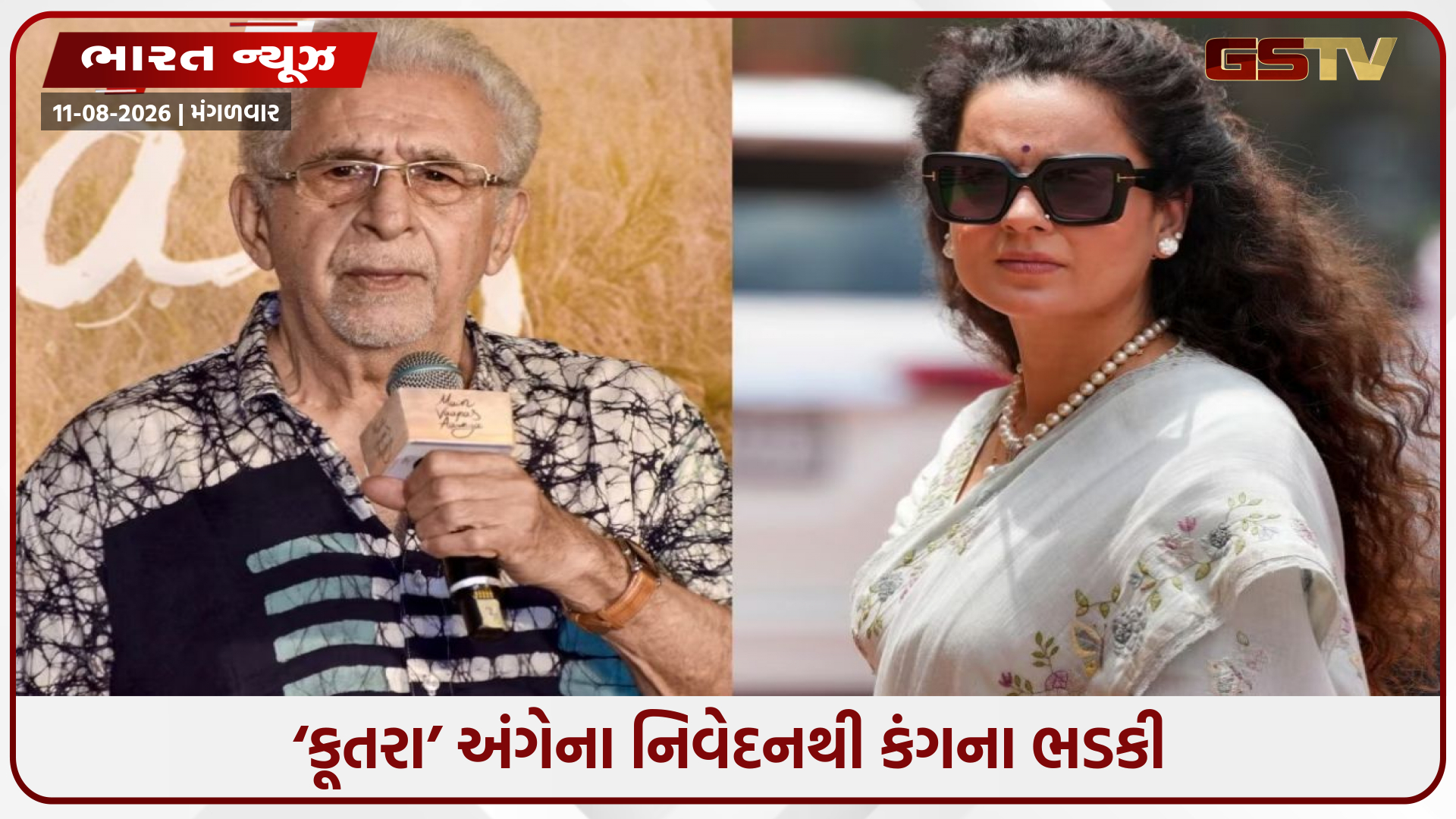 નસીરુદ્દીન શાહના કૂતરા અંગેના નિવેદનથી કંગના રોષે ભરાઈ, સોશિયલ મીડિયા પર કર્યો પલટવાર