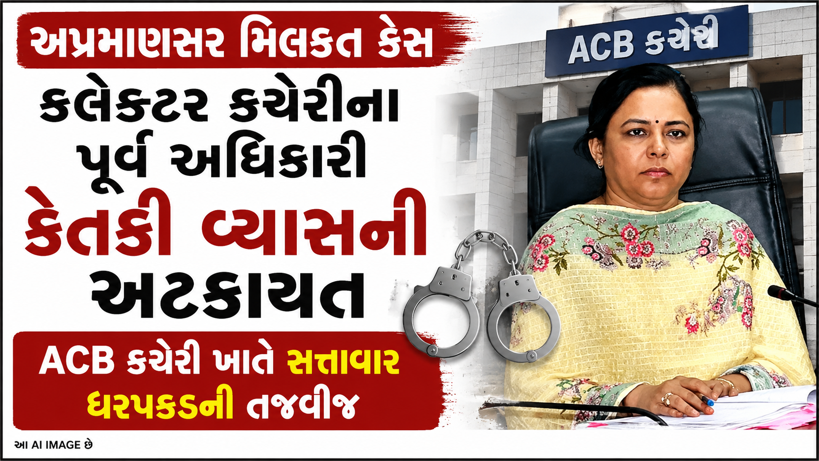 અમદાવાદ ક્રાઇમ બ્રાન્ચની મોટી સફળતા: અપ્રમાણસર મિલકત કેસમાં વોન્ટેડ તત્કાલીન RAC કેતકી વ્યાસ બહેનના ઘરેથી ઝડપાઈ