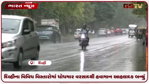 VIDEO: દિલ્હીના વિવિધ વિસ્તારોમાં ધોધમાર વરસાદથી હવામાન આહલાદક બન્યું
