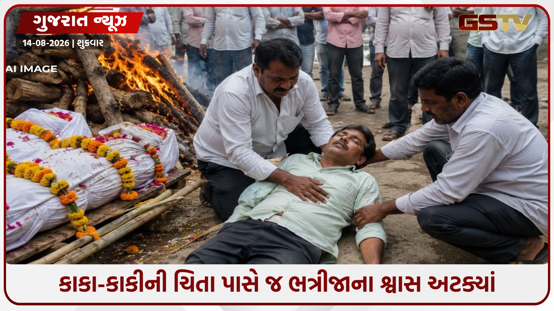 કાકા-કાકીની અંતિમવિધિમાં પહોંચેલા ભત્રીજાના ચિતા પાસે જ શ્વાસ થંભી ગયા, એક જ પરિવારના ત્રણ મોતથી કલ્પાંત