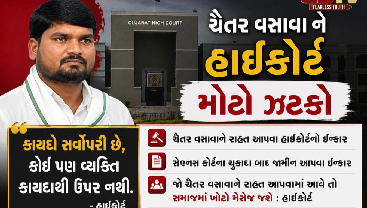ચૈતર વસાવાને રાહત આપીએ તો સમાજમાં ખોટો સંદેશ જશે: હાઈકોર્ટ