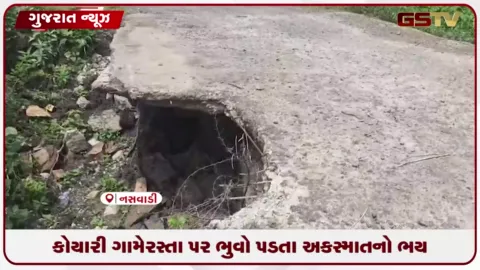 VIDEO: નસવાડીના કોયારી ગામ પાસે રસ્તા પર ભુવો પડતાં અકસ્માતનો ભારે ભય!
