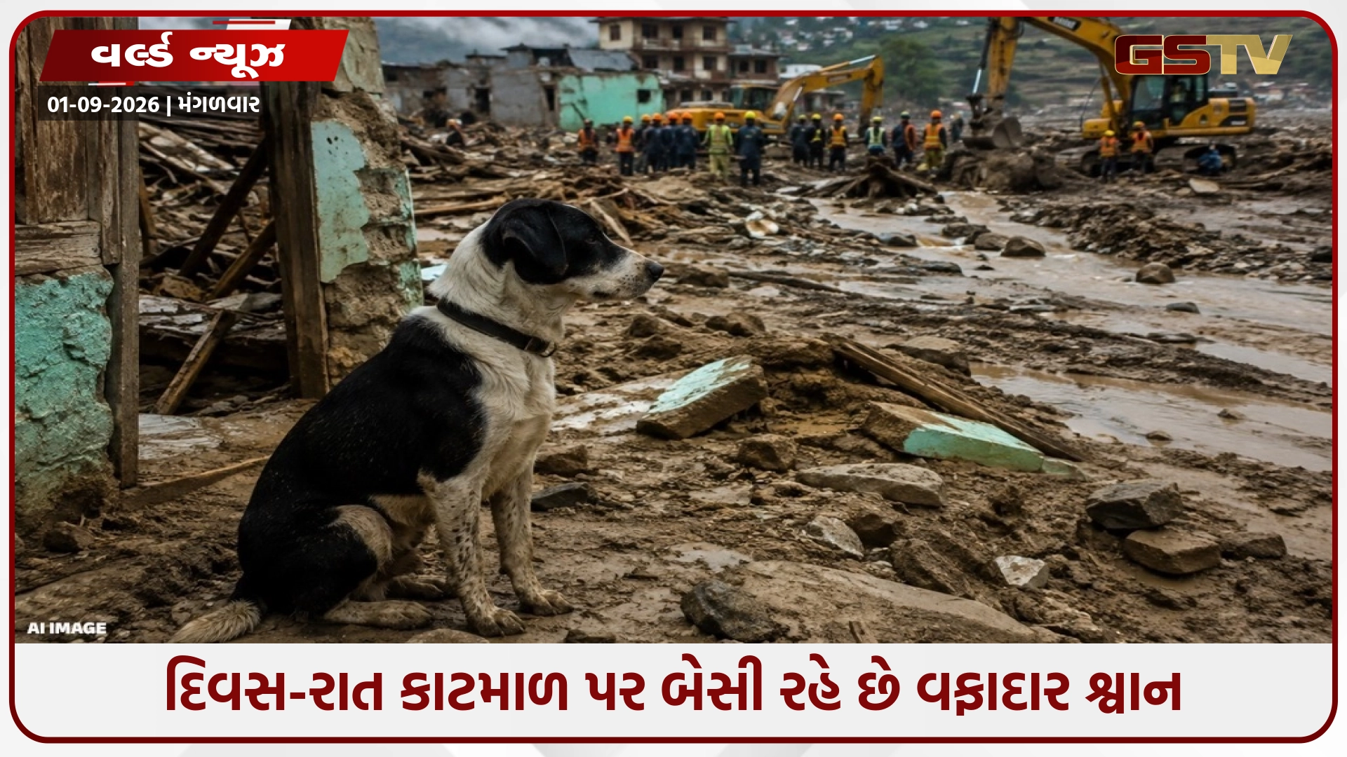 નેપાળ ત્રાસદીની ભાવુક તસવીર: ઘર તણાઈ ગયું છતાં કાટમાળ પર બેસી માલિકની રાહ જોઈ રહ્યો છે અબોલ શ્વાન