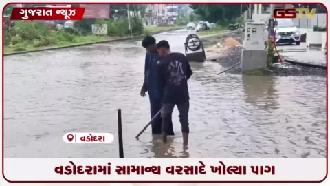 VIDEO: વડોદરાના અટલાદરા વિસ્તારમાં સામાન્ય વરસાદે તંત્રની પ્રી-મોન્સૂન કામગીરીની પોલ ખોલી નાખી