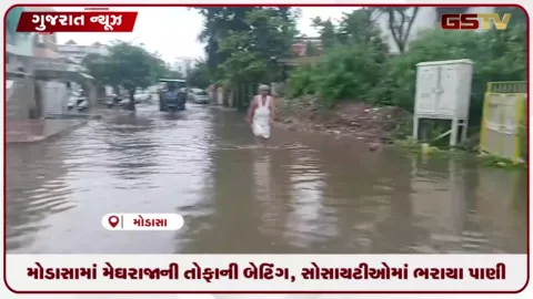 VIDEO: મોડાસામાં મેઘરાજાની તોફાની બેટિંગ, સોસાયટીઓમાં ભરાયા પાણી