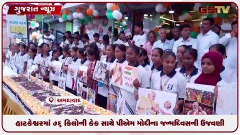 VIDEO: હાટકેશ્વરમાં 76 કિલોની કેક સાથે પીએમ મોદીના જન્મદિવસની ઉજવણી