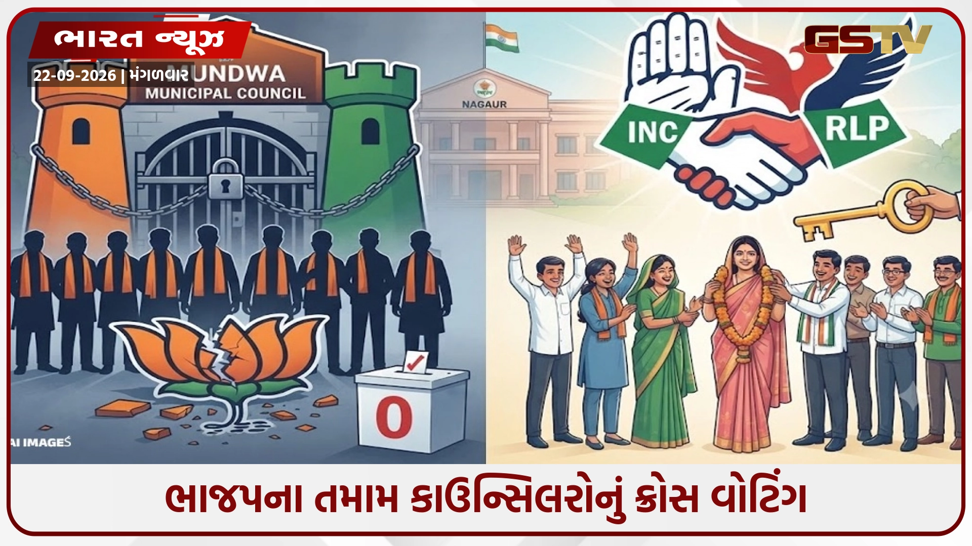 ભાજપ સાથે મોટો દાવ; તમામ કાઉન્સિલરોનું ક્રોસ વોટિંગ, ચેરમેન પદના ઉમેદવારને ખાતું ખોલાવવાના પણ ફાંફા