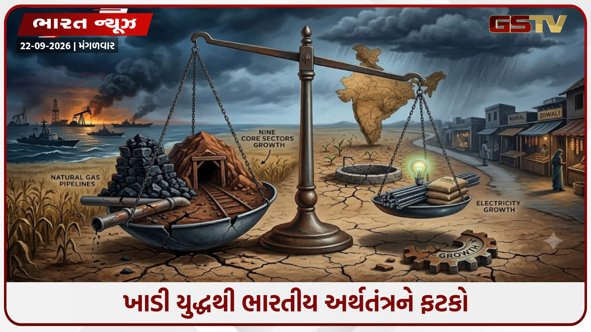 અર્થતંત્ર પર મોટો ફટકો: ખાડી યુદ્ધના કારણે દેશના કોર સેક્ટરનો ગ્રોથ 3 મહિનાના તળિયે ગગડ્યો