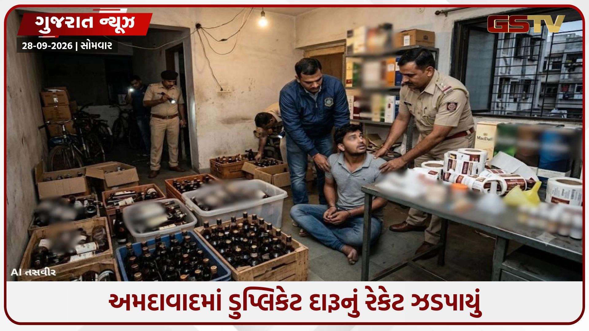 Ahmedabadમાં નકલી બ્રાન્ડના દારૂનો ખેલ, સસ્તા દારૂને મોંઘી બોટલમાં ભરી વેચવાનું નેટવર્ક ઝડપાયું, 1.32 લાખનો મુદ્દામાલ જપ્ત