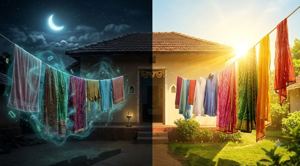 રાત્રે ધોયેલા કપડાં બહાર કેમ ન સૂકવવા જોઈએ? જાણો વાસ્તુ નિયમો અને તેની પાછળનું વૈજ્ઞાનિક સત્ય