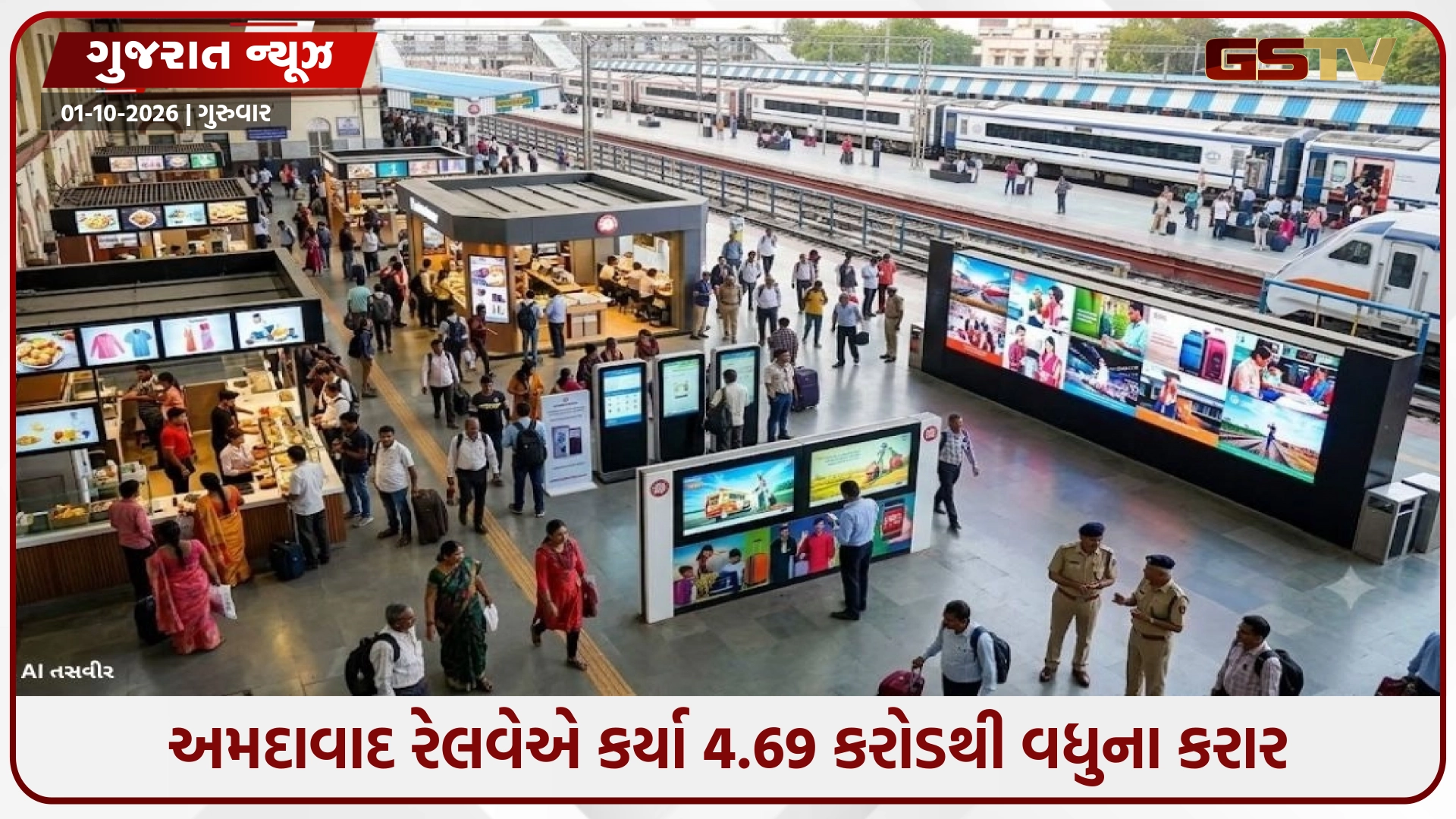 Ahmedabad રેલવેનો મોટો નિર્ણય; ટિકિટ સિવાયની આવક વધારવા ₹4.69 કરોડથી વધુના કરાર કર્યા