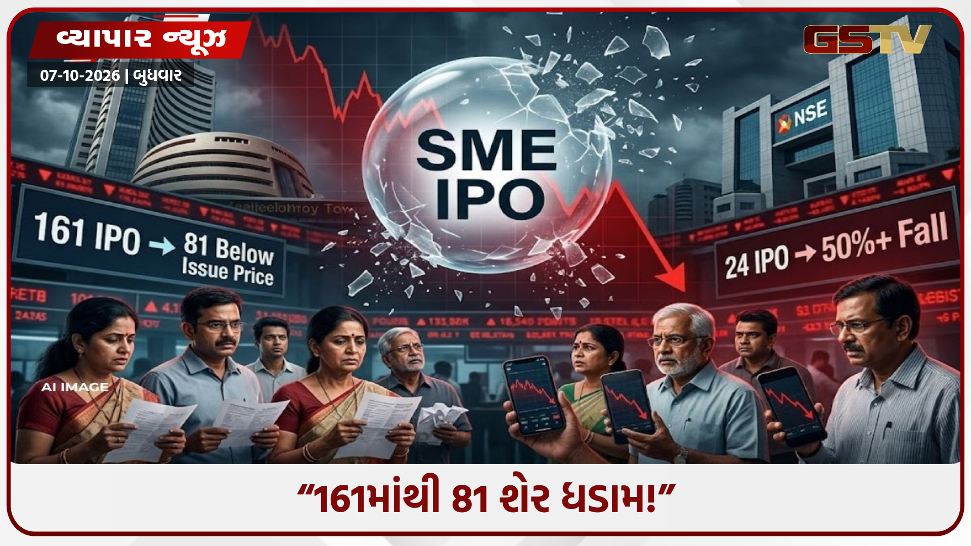 SME IPOનો ‘બબલ’ ફૂટ્યો? 161માંથી 81 શેર ઈસ્યુ ભાવથી નીચે, 24 IPOમાં 50%થી વધુ કડાકો!